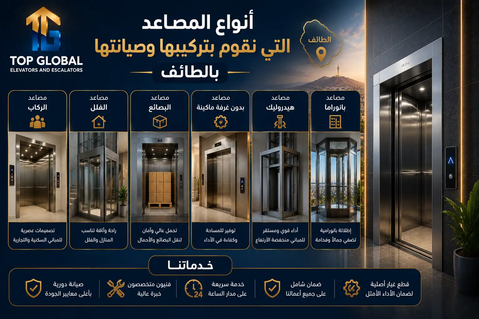 شركة تركيب وصيانة مصاعد بالطائف